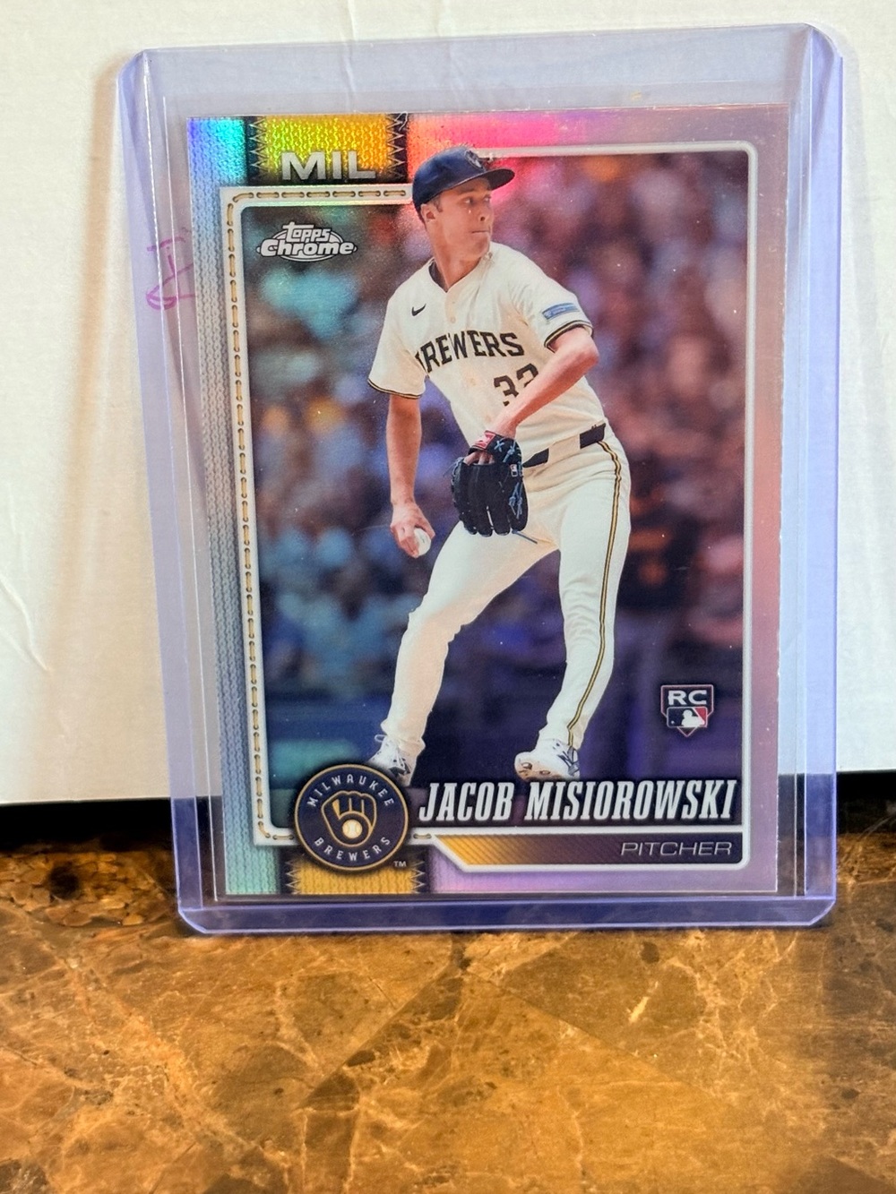 Topps Chrome Milwaukee Brewers Jacob Misiorowski Card Refractor